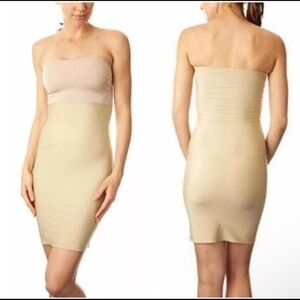Spanx Women's Size Medium Nude Strapless Slip Dress Shapewear By Sara Blakely